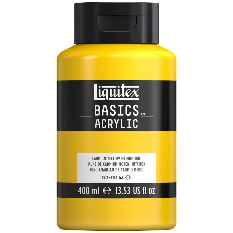 Liquitex BASICS Acrylic Paint, 400ml (13.5-oz) Bottle, Cadmium Yellow Medium Hue - Image 1